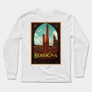 Bologna, Italy - Vintage Travel Poster Design Long Sleeve T-Shirt